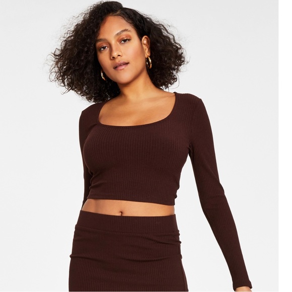 Bar III Tops - New long sleeve brown crop top Bar III